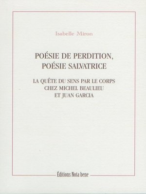 cover image of Poésie de perdition, poésie salvatrice